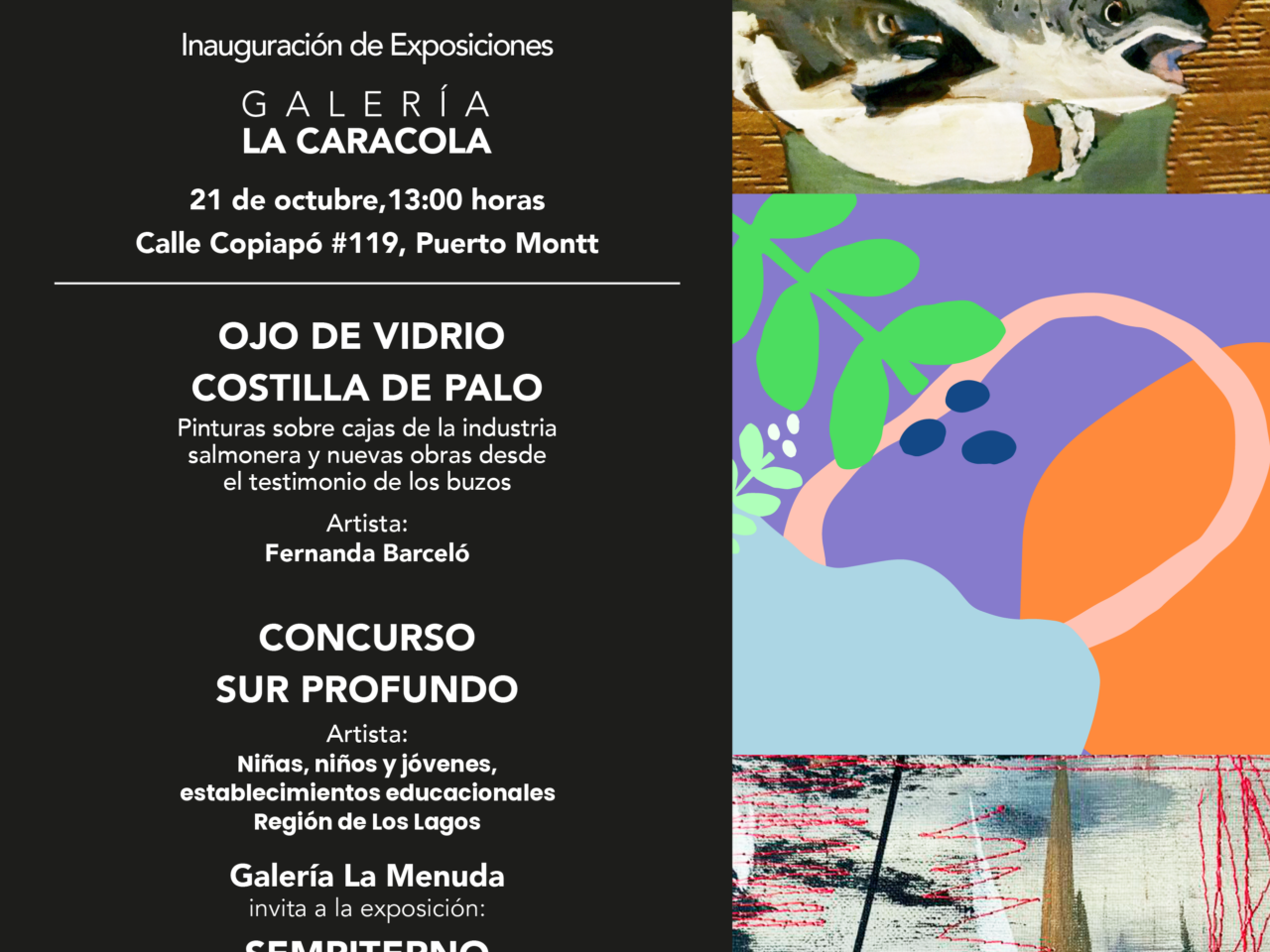 Universidad de Los Lagos inaugura tres exposiciones simultáneas en la Galería La Caracola en Puerto Montt